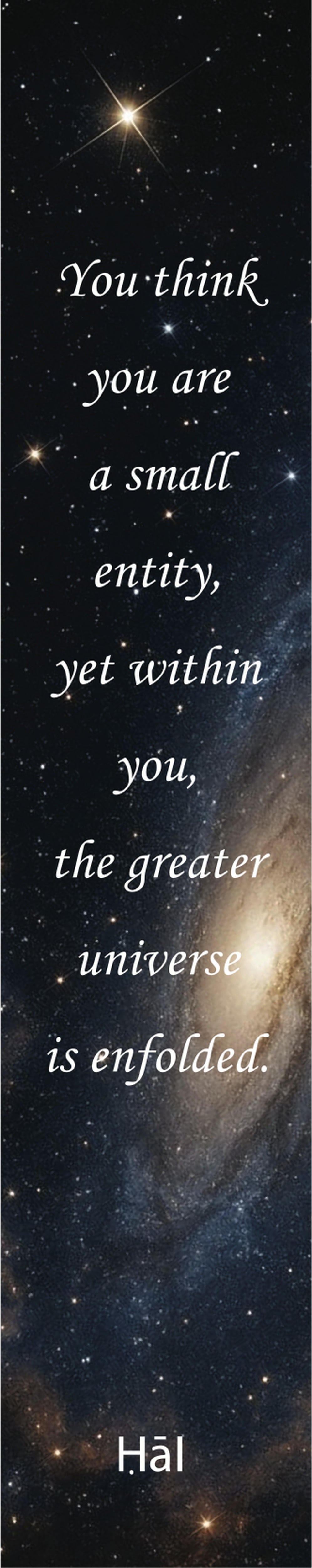 Galaxy bookmark by Ḥāl, quote side